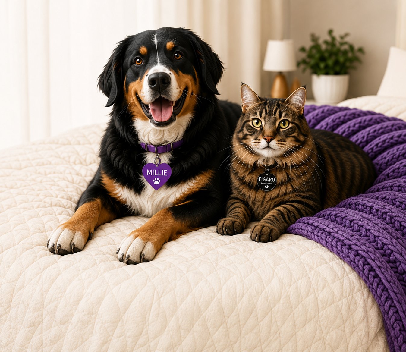 Millie and Figaro relaxing at home